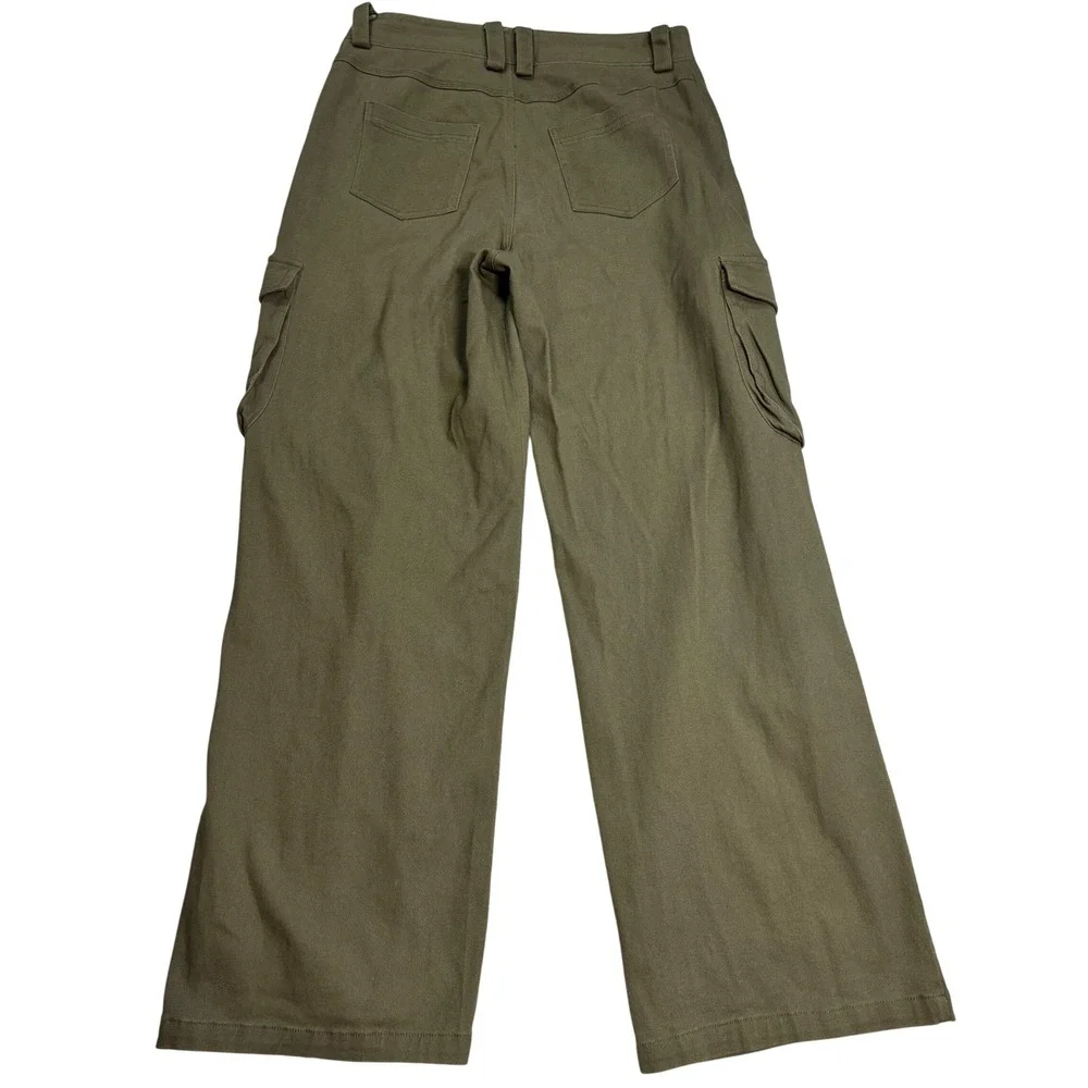 Reveriee Cargo Pants Women Olive Green Excellent Utility Wide Leg Size Medium